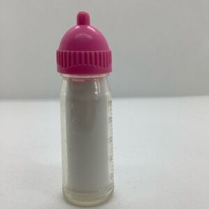 Doll Baby Bottle White Milk Centre Pink Top Replacement Pretend Play Toy